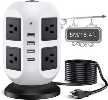 

Power Strip USB US Plug Adapter 5M Smart Socket Powercube Electric 8 Outlets 4 USB Extension Multi Home Travel Charging