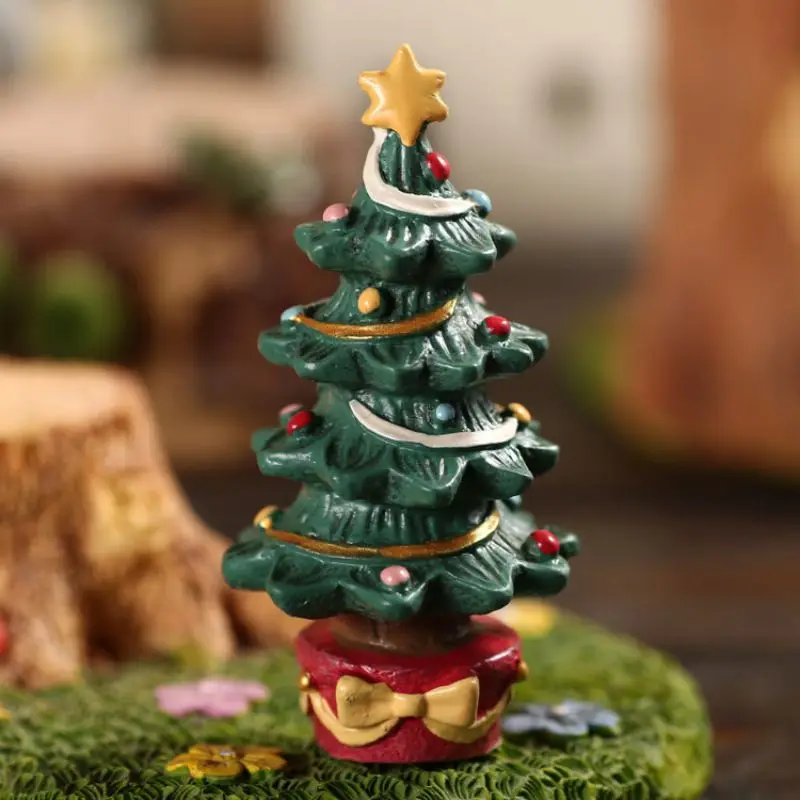 

DIY Christmas Trees Miniature Garden Figurines Ornament Micro-Landscape Dollhouse Decoration Resin Crafts