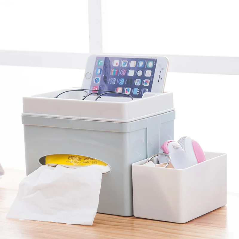 

Multi-functional Desktop Tissue Box Mobile Phone Snack Box Creative Simple Living Room Paper Extraction Box Home Napkin Storage