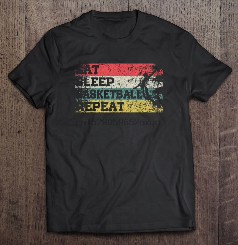 Мужская забавная футболка модная Eat Sleep Basketball Repeat Винтажная Версия женская |