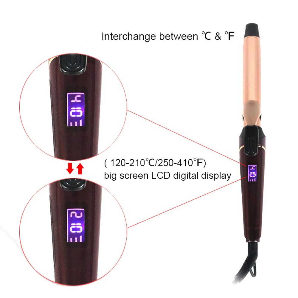 Manooby Professional Ceramic Curling Iron with Anti-Scald Insulated Wand Tip- 4 Heat Setting for All Hair Types Case