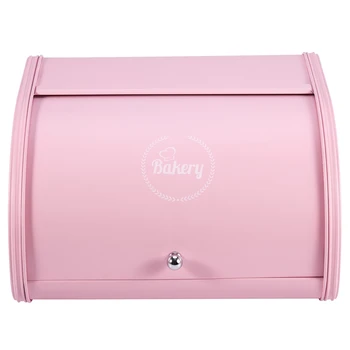 

Roll Top Metal Flip-Baked Bread Box Dust-Proof Storage Box Bread Bin Kitchen Food Holder-Pink