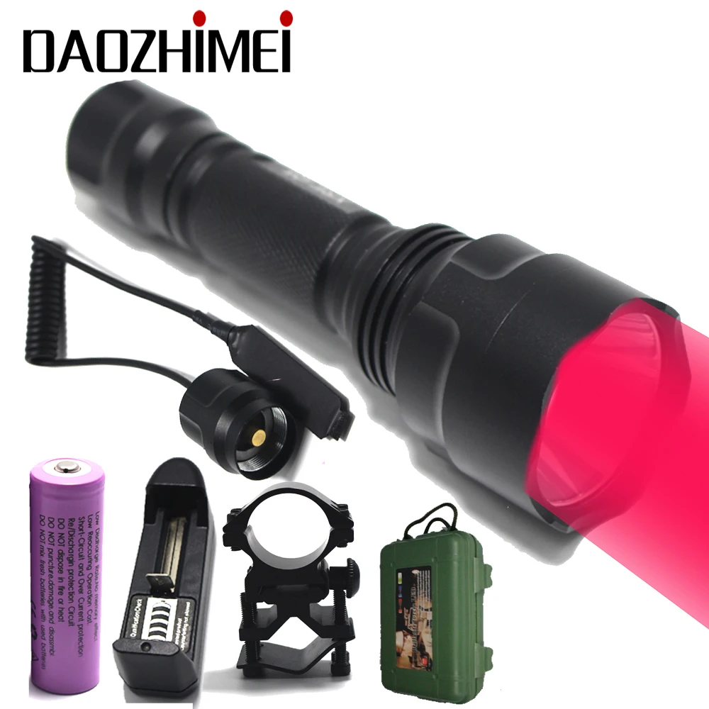 Тактический светодиодный фонарь XML T6 R5 красный/зеленый/белый 1000 лм 1 режим для