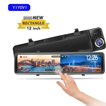

DVR Car Dvr 12 Inch Stream Media RearView Mirror 2K Night Vision Video Recorder Auto Registrar With 1080P Rear View Camera