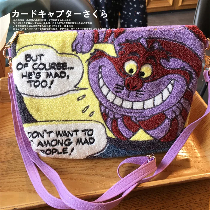 Messenger Bag Мультяшная Алиса в стране чудес, Чеширский кот, сумки через плечо, сумка на ремне, женский клатч, косметичка, сумочка, красивый чехол, Органайзер - Цвет: Messenger Bag