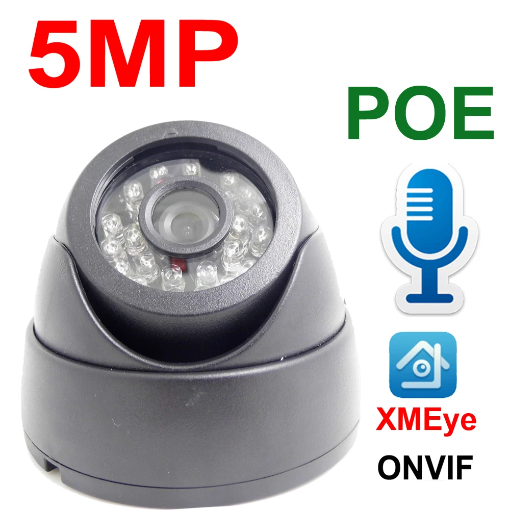 5MP POE Ip Camera HD Security Video Surveillance Indoor Night Vision Cctv IPCam Infrared CCTV Dome IPC Audio Home Camera