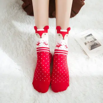 

christmas stockings autumn and winter new jacquard cartoon cotton socks gift box Socks women's christmas gift 4 pairs