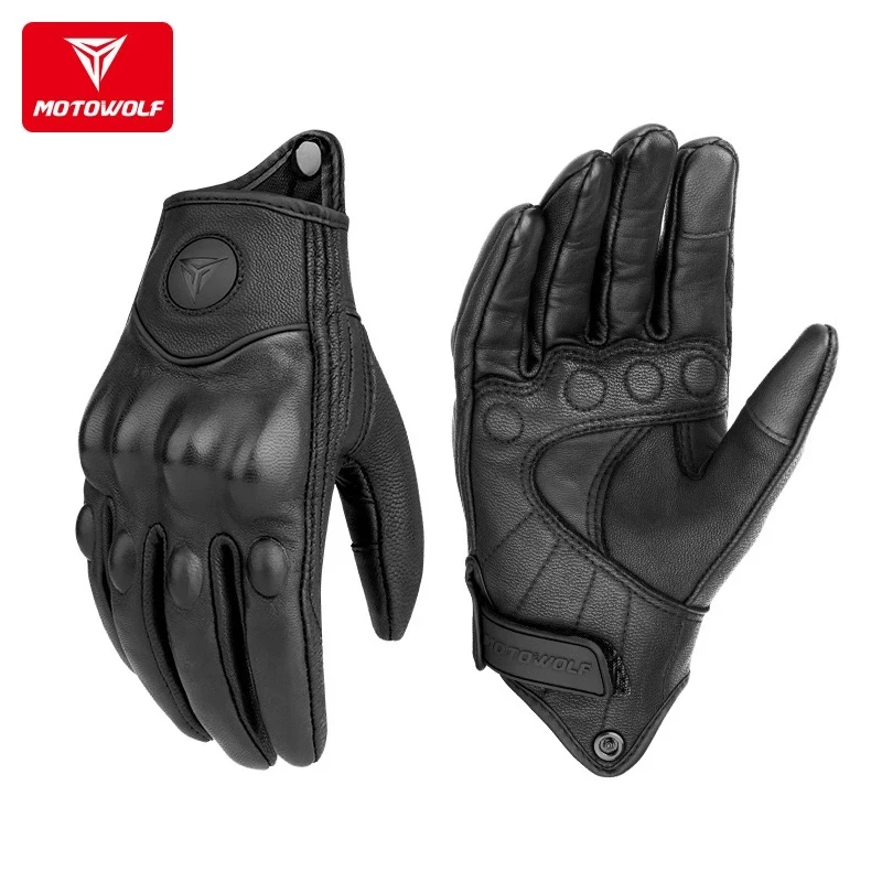 Leather Motorcycle Gloves Leather Riding Windproof Touch Screen Breathable Summer Motociclista Guantes Moto