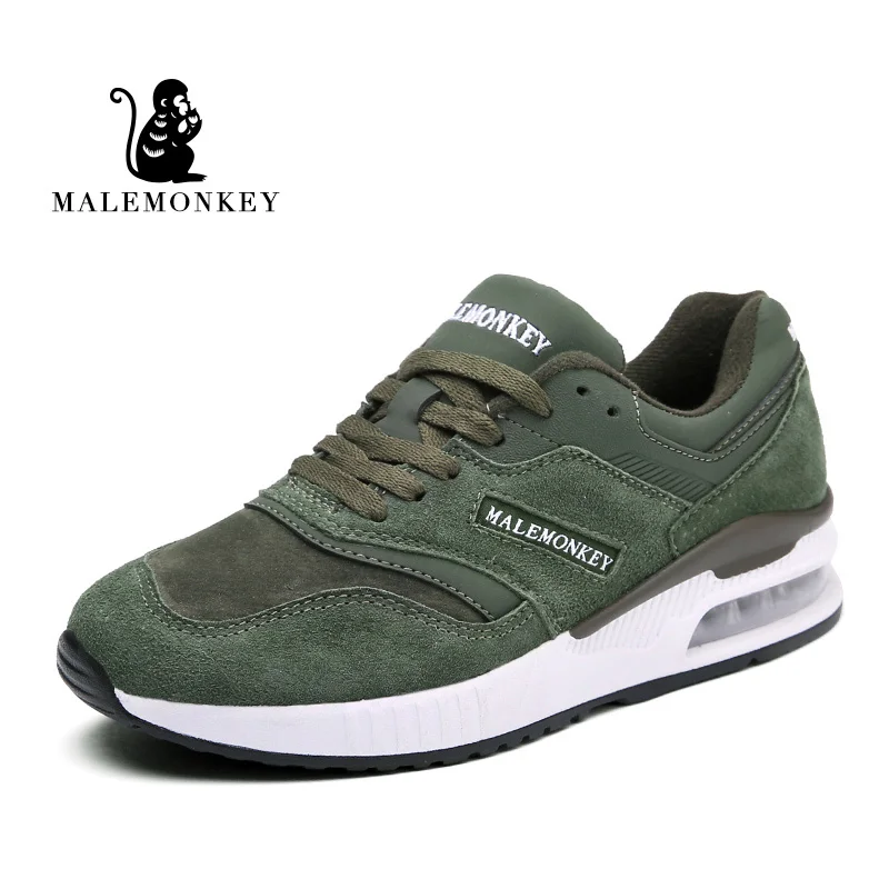 Кроссовки MALEMONKEY женские дышащие кожаные на шнуровке повседневная обувь зеленые