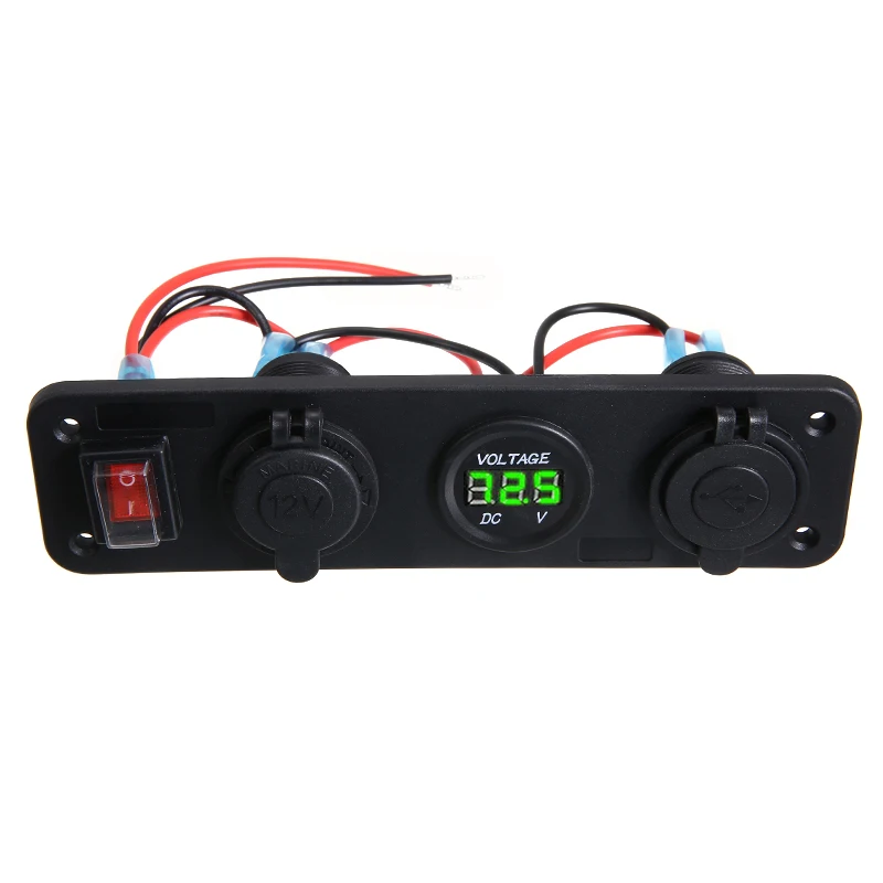 

Durable 12V-24V Cigarette Lighter Socket 2 USB 4.2A Splitter Charger Adapter Green Voltmeter Car Charge Parts
