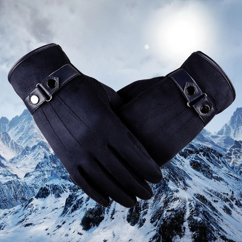 Лучшие теплые зимние мужские перчатки из кожи, черные кожаные перчатки, зимние, искусственные перчатки, мужские парные замшевые перчатки 1