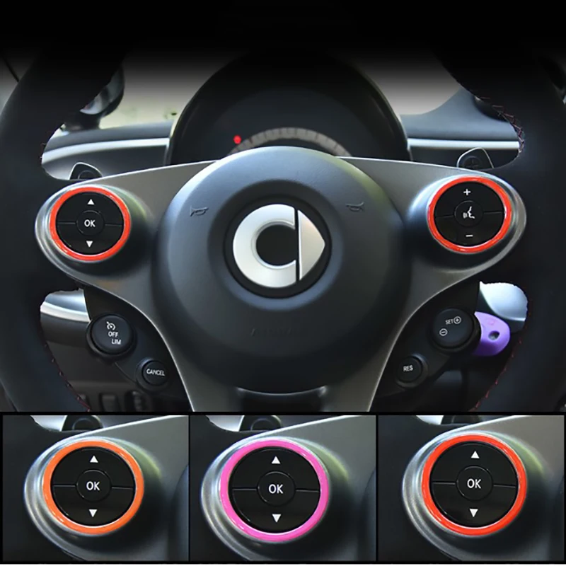 Силиконовый чехол на руль, декоративное кольцо для нового Smart Fortwo ForFour 453, автомобильный чехол на руль, аксессуары