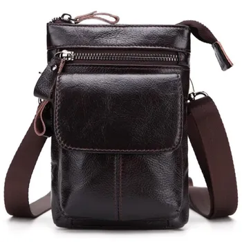 

New arrive Genuine Leather Men Bag Multi-function Wear Belt Mobile Phone Money Waist Pack Retro Fashion Small Messenger Bags