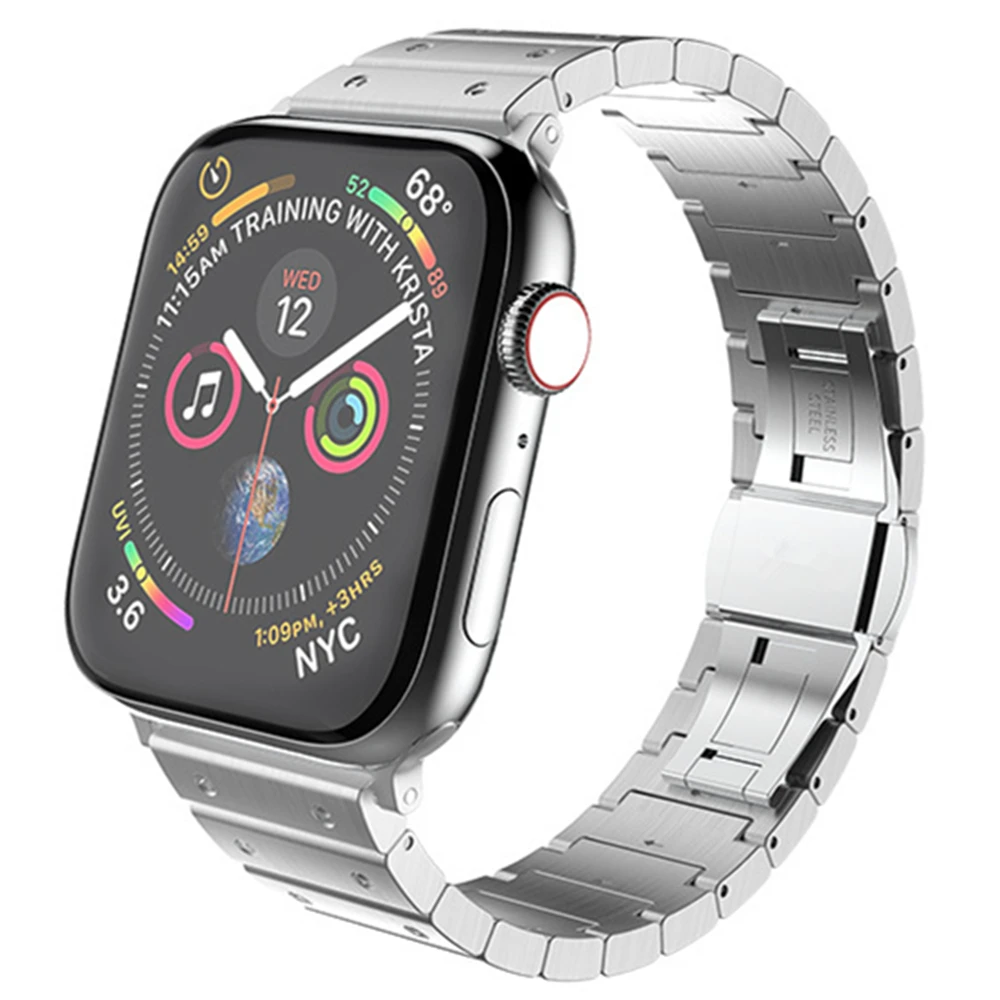 Деловой ремешок для часов apple watch series 5 44 мм 316L браслет из нержавеющей стали для apple iwatch 5 40 мм ремешок correa - Цвет ремешка: silver