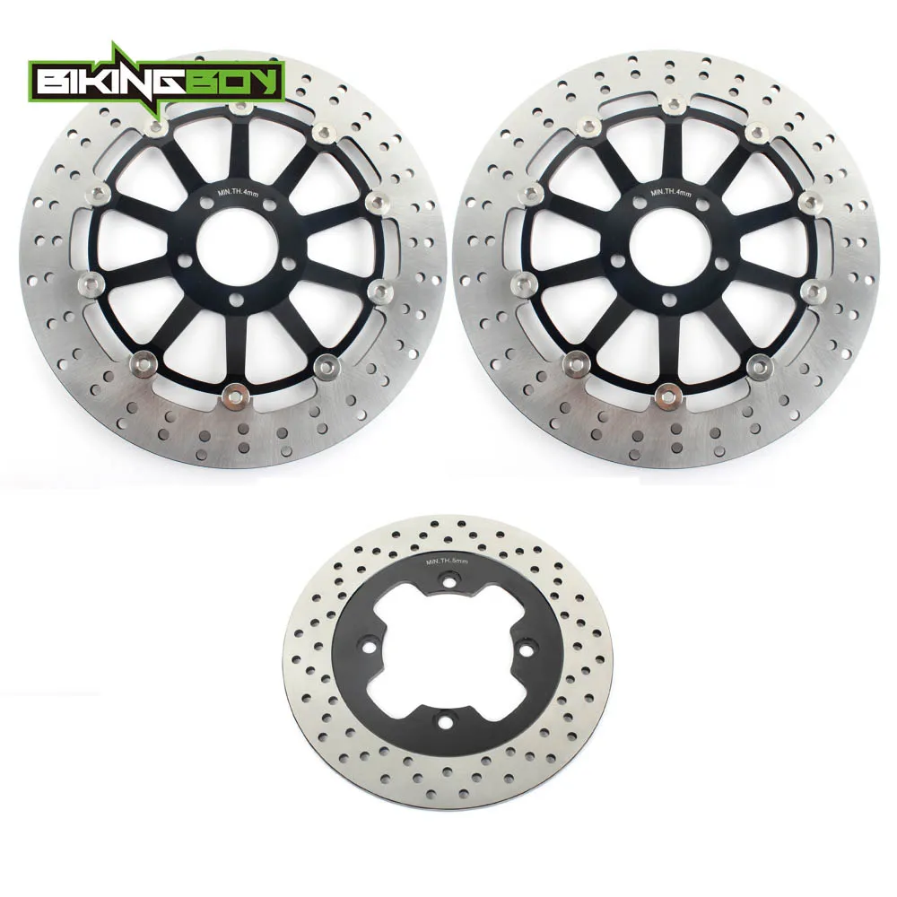 BIKINGBOY для KAWASAKI ZZR 1100 D 1993 94 95 96 97 1998 1999 2000 2001 ZX11 ниндзя 1993-2001 спереди и сзади тормозные диски роторы - Цвет: Round Black