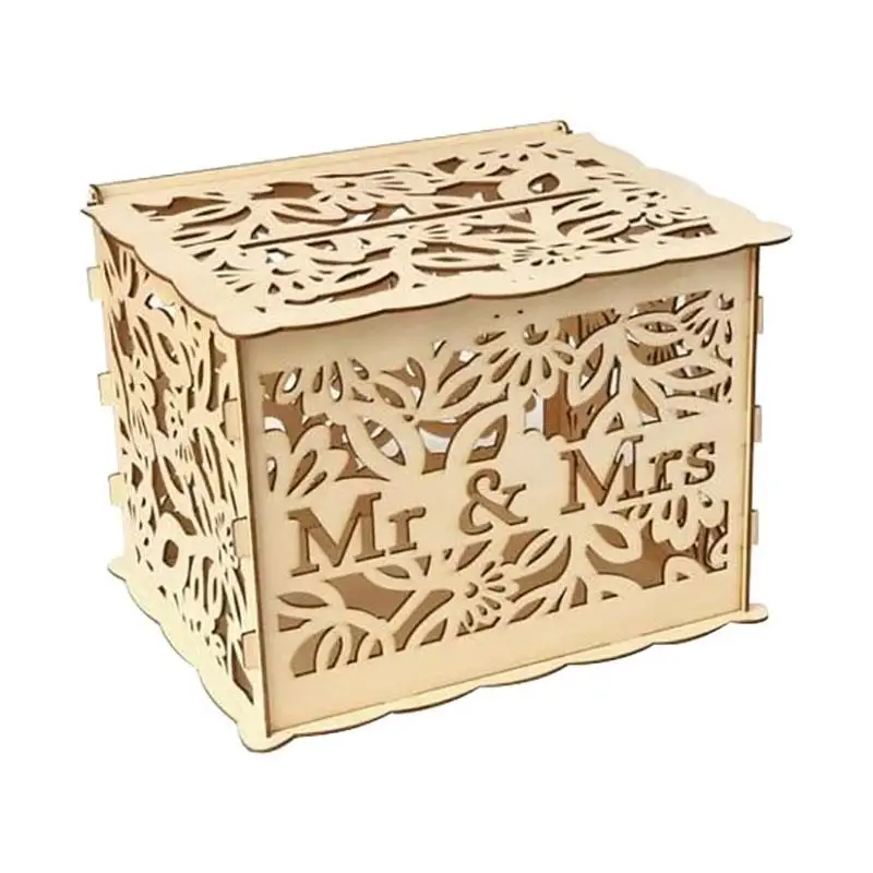 Изысканная пустотелая Свадебная Юбилейная Подарочная коробка DIY деревянная Свадебная табличка в коробке для украшения дома