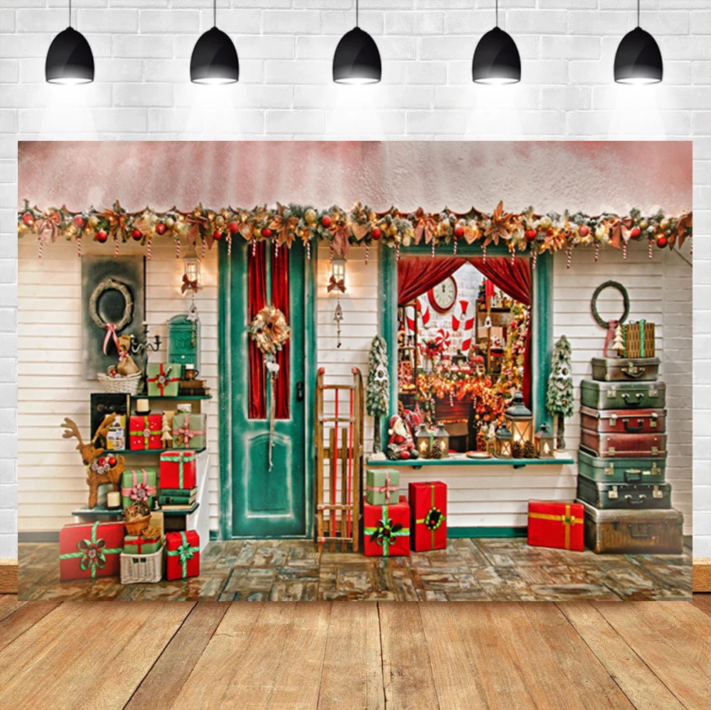 Laeacco Christmas Tree Fireplace Interior Photography Backgrounds Vinyl New Year Home Decoration Backdrops For Photo Studio | Электроника