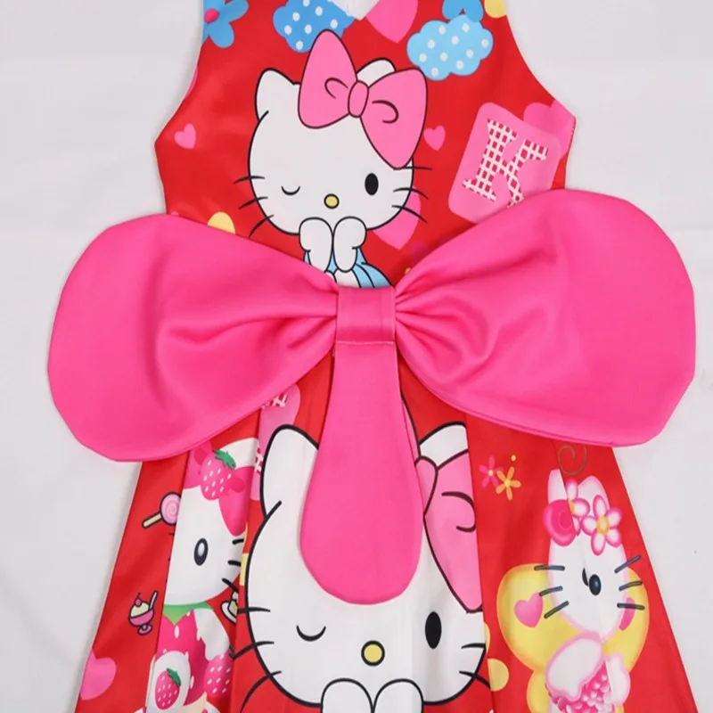 Платье для девочек «hello kitty»; летняя одежда для девочек; платье принцессы с бантом; одежда для детей; детская одежда; платье без рукавов для маленьких девочек