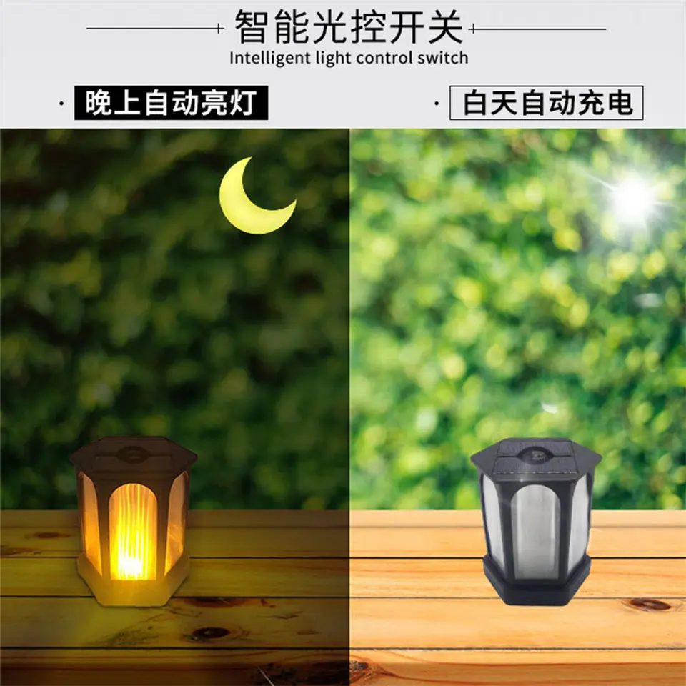 LED Solar Flame Effect Fire Light Bulb SMD2835 Waterproof Outdoor 3 Modes LED Flame Lamp Garden Landscape Decoration Wall Lights