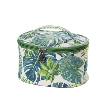 

Wash Multi Shape Large Capacity Canvas Leaf Print Simple Lipstick Storage Fashion Cosmetic Bag Home Zipper Closure Practical