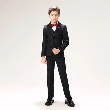

YuanLu Boys Suits Blazer Jacket For Wedding Piano Boys Dress Classic Plaid Woo Suit Autumn & Winter Kids Suits Child Clothes