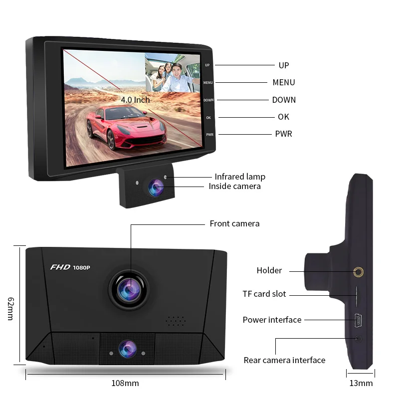E-ACE B13 Автомобильный видеорегистратор 1080P FHD видеорегистратор 4,0 дюймов Автомобильная камера 3 камеры s объектив видео рекордер с камерой зад... E-ACE B13 Автомобильный видеорегистратор 1080P FHD видеорегистратор 4,0 дюймов Автомобильная камера 3 камеры s объектив видео рекордер с камерой зад...