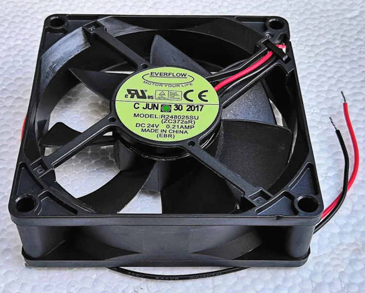 R248025su новый вентилятор Everflow 8025 8 см гидравлический 2 проводной 80X25mm DC 24V 0.21a
