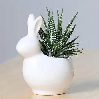 

Cute Rabbit Flowerpot Ceramic Basin Succulent Plant Potted Acessories for Home Vase Flower Pot Art Vase Home Decor Succulents