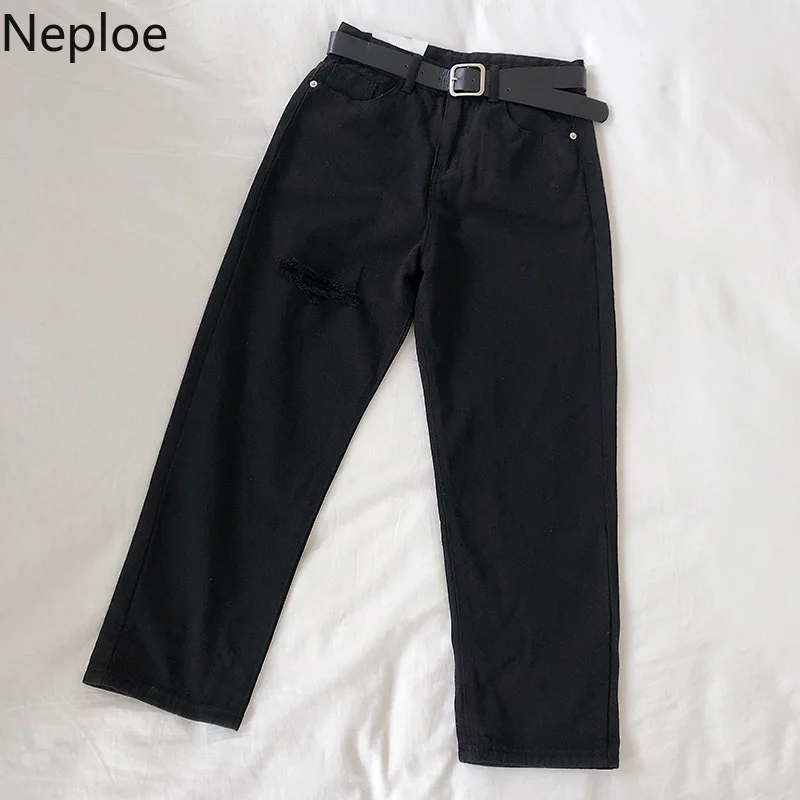 Neploe/корейские джинсовые брюки женские белые однотонные джинсы с высокой талией