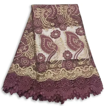 

5 Yards African Lace Fabric Embroidered Nigerian Laces Fabric Bridal High Quality French Tulle Lace Fabric For Women Dress 03