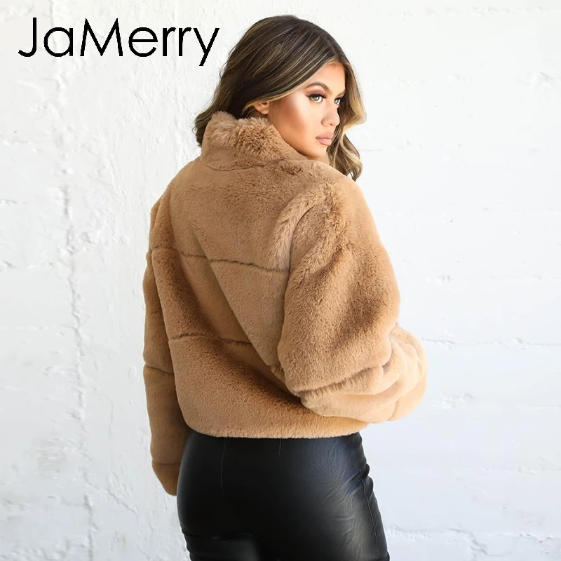 JaMerry/винтажное женское плотное пальто на молнии с искусственным мехом сезон