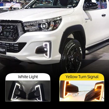 

2PCS Yellow Signal Style DRL Relay ABS Case Car Led Daytime Driving Running Light For Toyota Hilux Revo Rocco 2018 2019