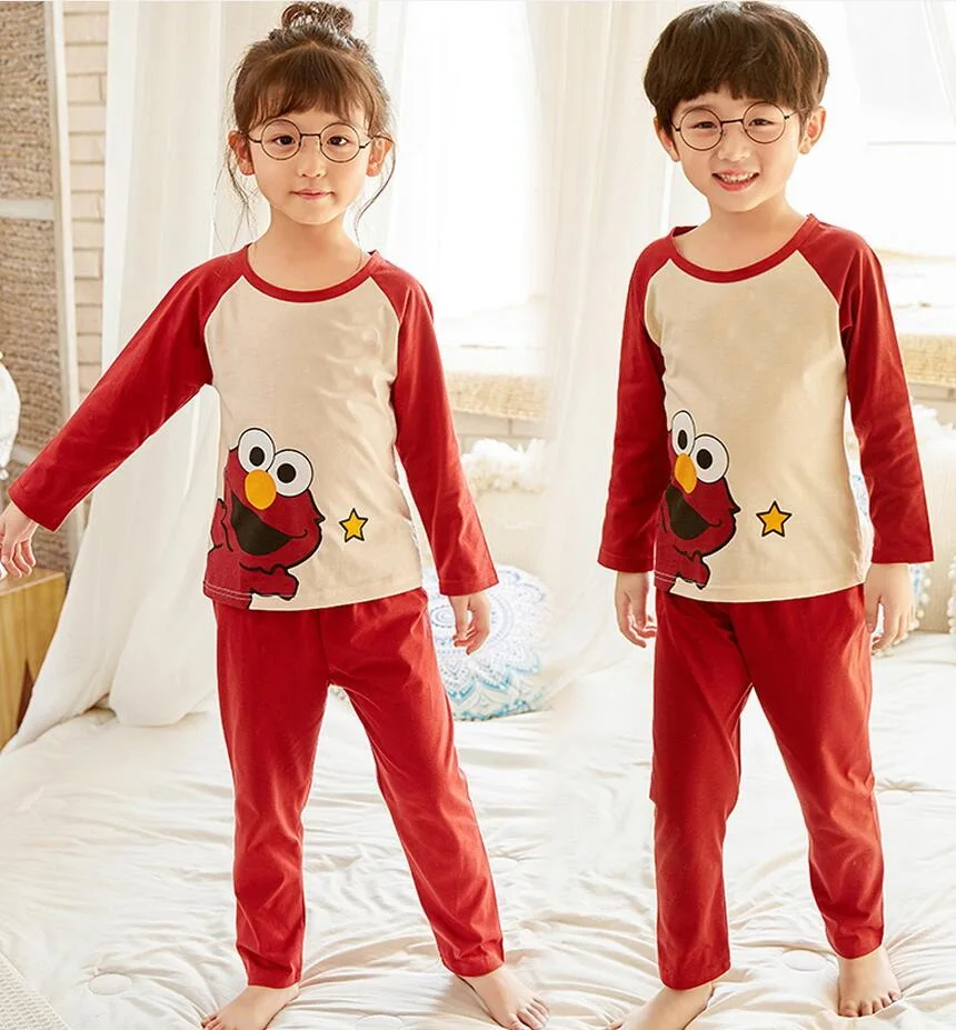 Пижамы для мальчиков и девочек весенние хлопковые комплекты детская Домашняя