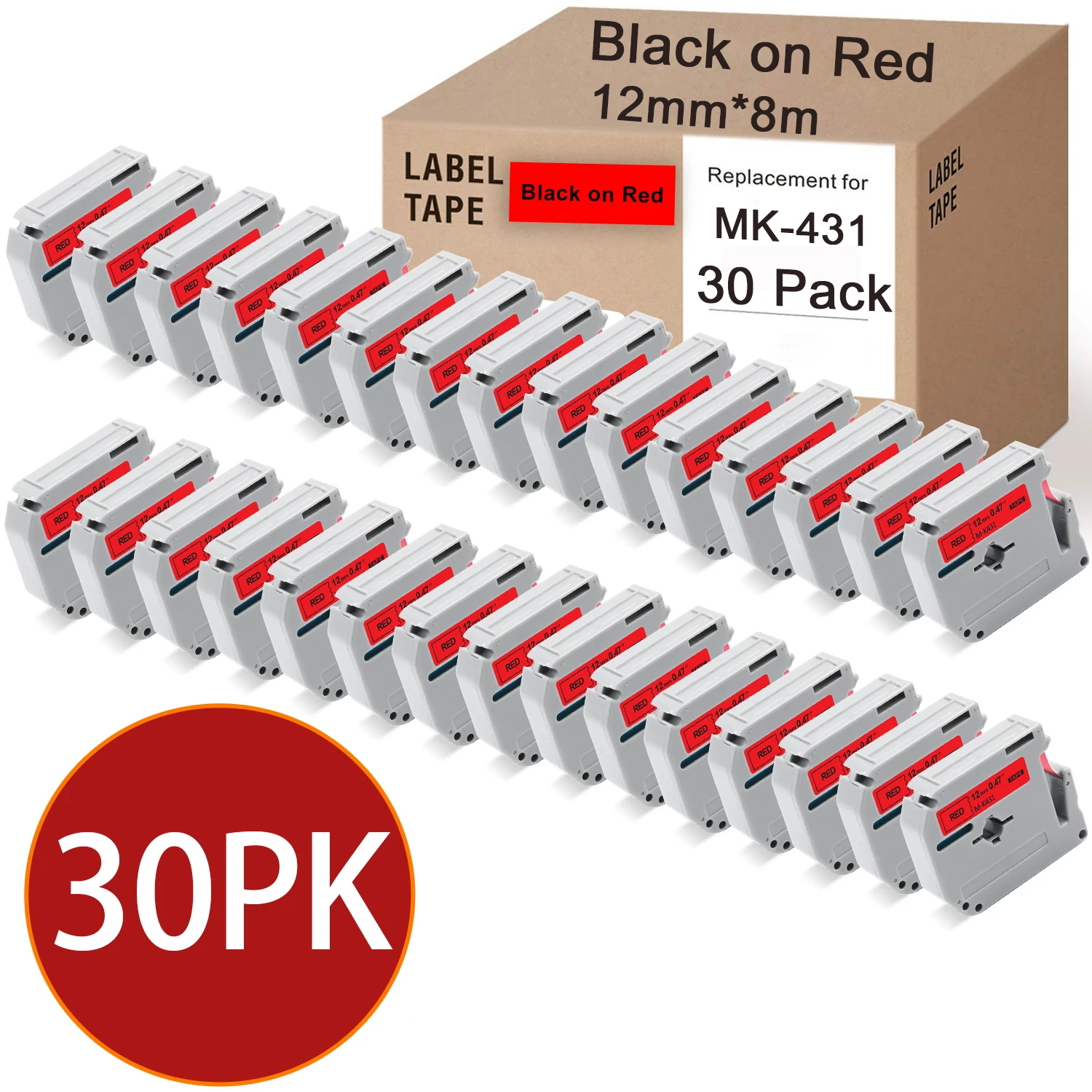 30PCS MK-231 MK-431 12mm labels for Brother M-K231 MK 231 MK-631 MK-531 M Tapes Multicolors For P Touch PT-70 PT-80 PT90 | Компьютеры и