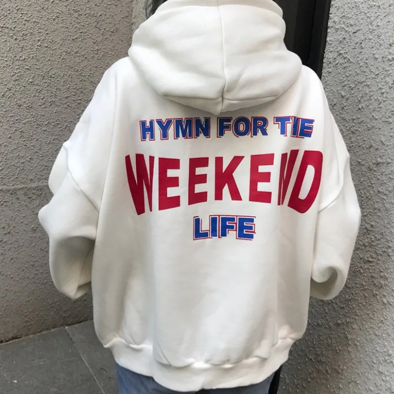 Осенняя Женская толстовка с принтом в виде букв Корейском стиле женские