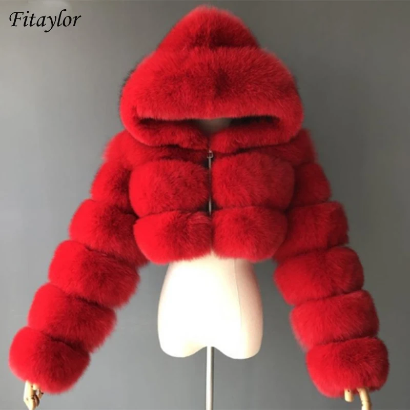 Fiatylor/женское зимнее пальто из искусственного меха с капюшоном теплое синее