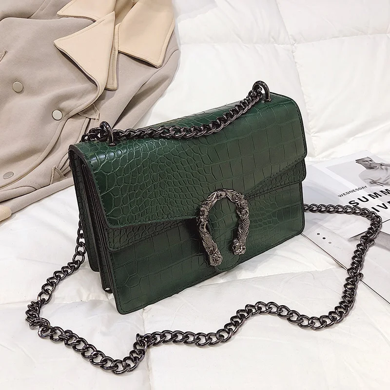 Новинка, сумка на плечо с цепочкой, сумка-мессенджер, модная повседневная сумка для девушек, простая индивидуальная маленькая квадратная женская сумка для отдыха - Цвет: Small Green