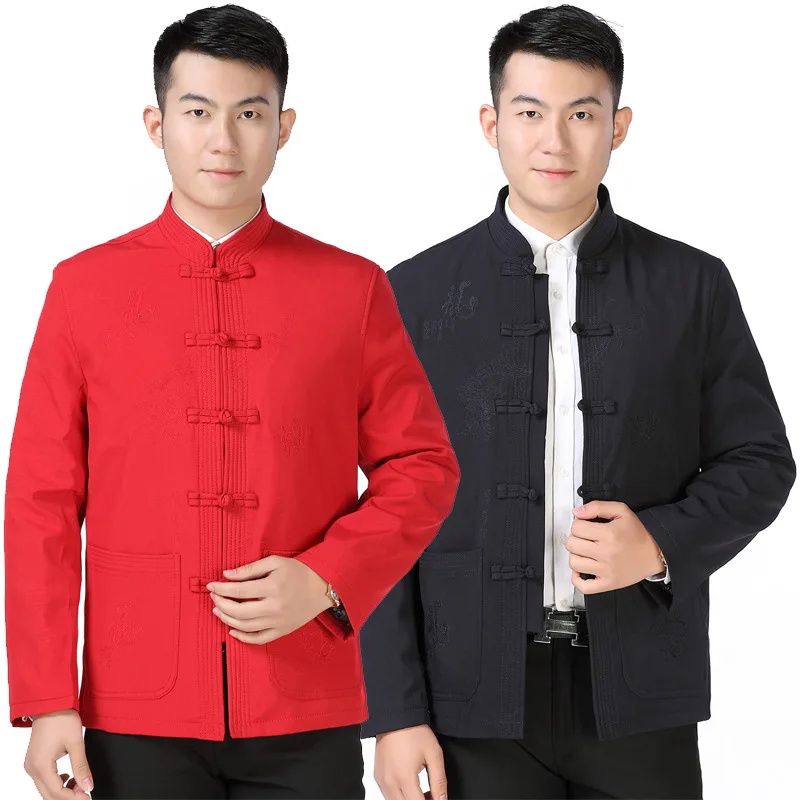 

Middle Aged And Elderly People Chinese Costume Men's Grandpa-Spring And Autumn Coat Chinese-style over the Life Birthday-Daddy C