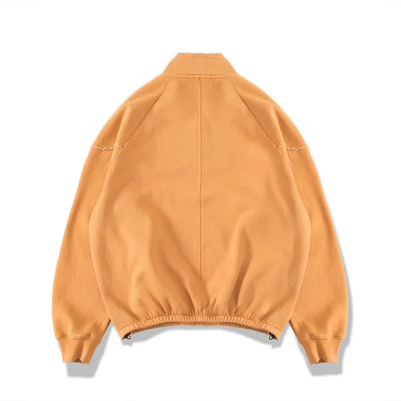 Европа и Америка Высокая улица половина молнии Генрих стоячий воротник с капюшоном Пара головы флис утолщение вышивка круглый воротник капюшон