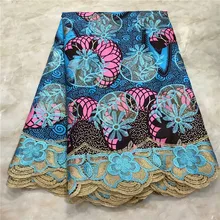 Высокое качество Новое поступление Анкара хлопковые восковые кружева вощеная ткань с Африканским узором вышивка голландский воск с кружевной тканью WD091712