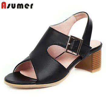 

ASUMER 2020 new arrival women sandals buckle simple casual shoes comfortable basic summer thick heel sandals woman big size 43