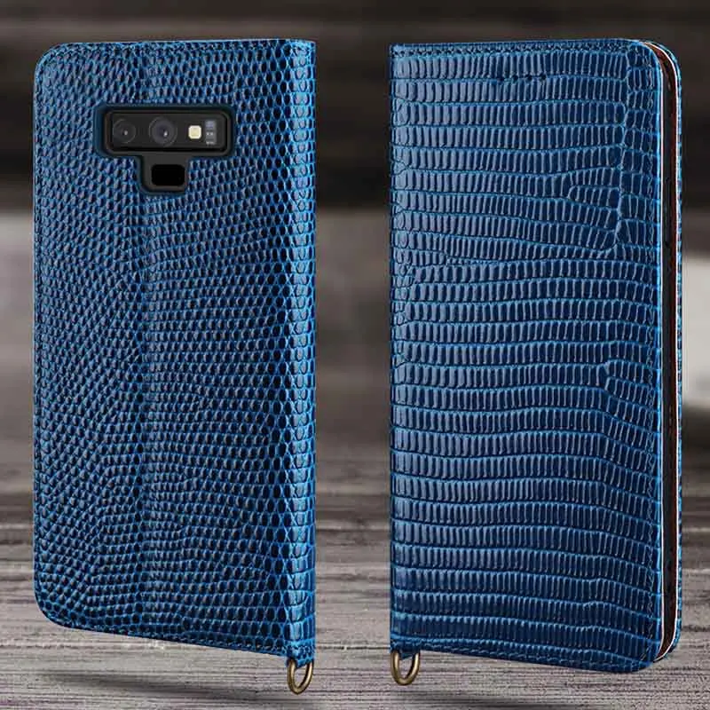 dark blue Чехол из натуральной кожи для samsung Galaxy Note 9, чехол для крышки ящерицы, Магнитный чехол для телефона Galaxy Note 9, Корпус Корпуса - Цвет: dark blue