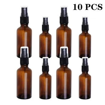 

10Pcs Empty Glass Bottles 50ml+100ml Spray Bottles Plastic Liquid Bottles Lotion Bottles for Home Hand Sanitizer Empty Bottles