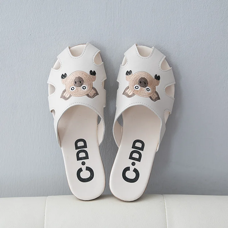 

Slipper Women's Outer Wear Flat 2019 New Style Versitile Fashion Closed-toe Online Celebrity Semi-Slipper No Heel Loafers Women'