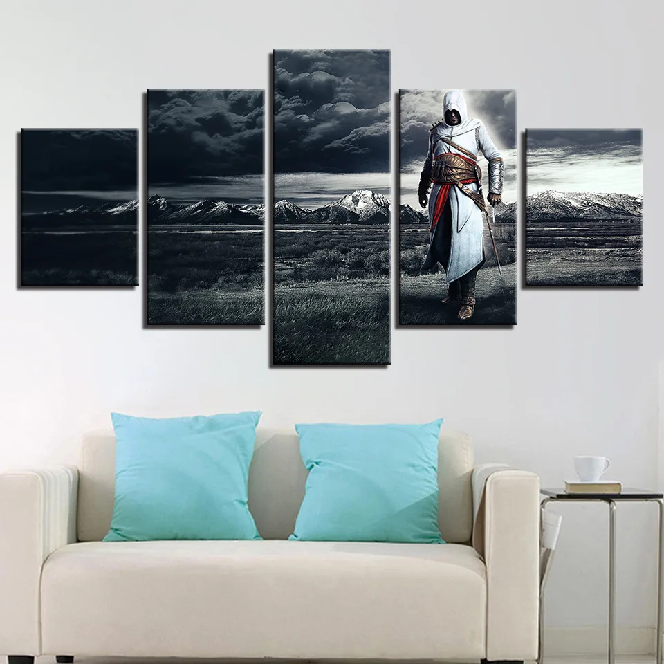 Картины на холсте Assassins Creed несколько Коннор войны стены искусства рамки дома 7 Декор 5 шт. печать декоративные картины комнаты - Цвет: Бургундия