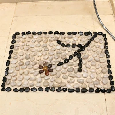 Flower 40x60cm Натуральный мощеный Противоскользящий коврик для ванной комнаты, массажный коврик для ног, для домашнего туалета, отеля, ванной комнаты, Противоскользящий коврик - Цвет: Flower 40x60cm