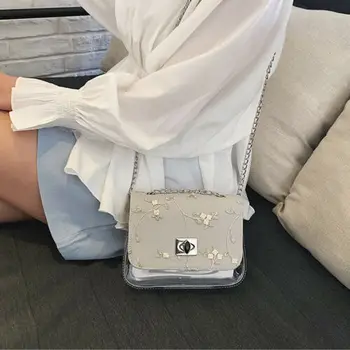 

Women's PVC Transparent Clear Shoulder Bag Tote Jelly Candy Summer Beach Handbag Floral Pattern Crossbody Purse Clutch Bag