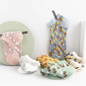 

Colorful Sock for Woman Patchwork Short Adult Kawaii Socks Ladies Soft Sox Mosaic Socks Cotton Summer Female Trendy Sports New