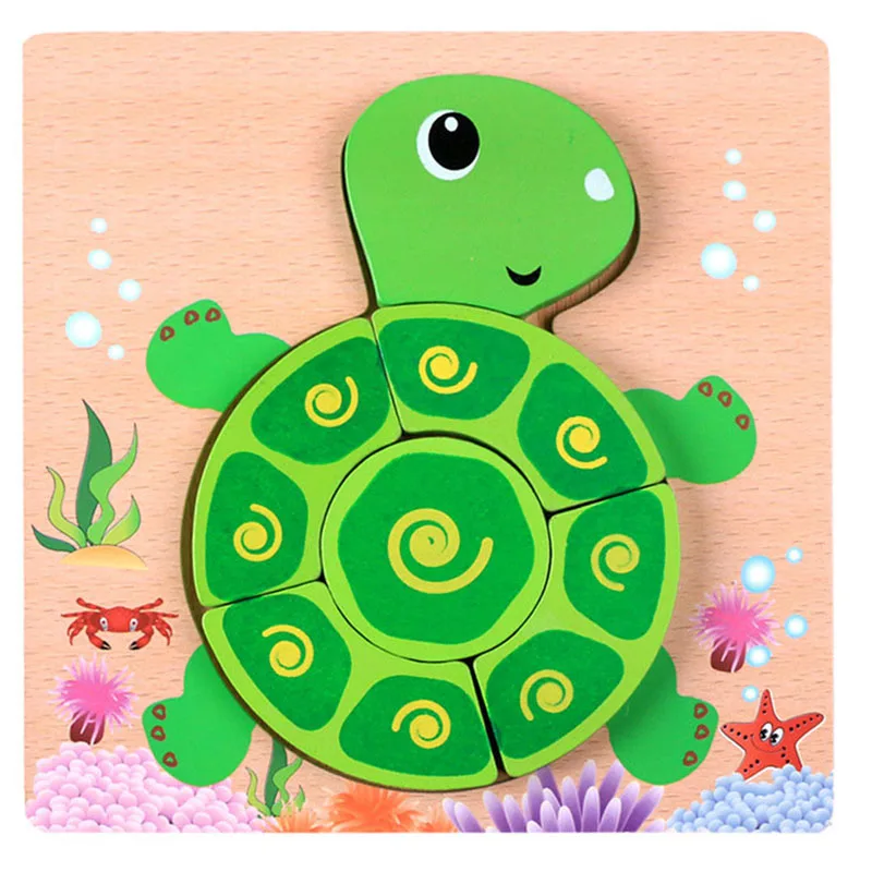 Creative 3D Wooden Puzzle Cartoon Animal Traffic Cognition Jigsaw Colorful Early Educational Toys For Children Kids Baby