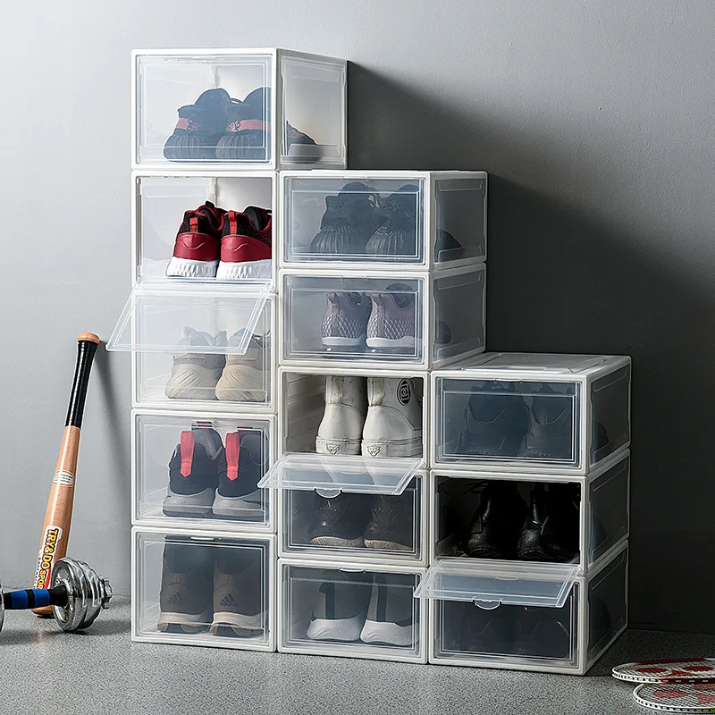 Shoe Storage Box High Capacity Eco-Friendly Plastic Rectangle Stackable Sneakers Storage Organizer Drawer Storage Dropshipping